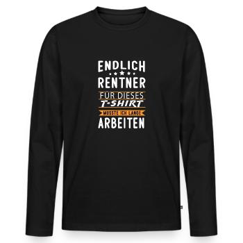 ENDLICH RENTNER - Männer Premium Bio Langarmshirt - Schwarz - Vorne - Nico (187cm)