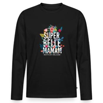 Super belle Maman Fêtes des meres - T-shirt manches longues Premium bio Homme - noir - Devant - Nico (187cm)