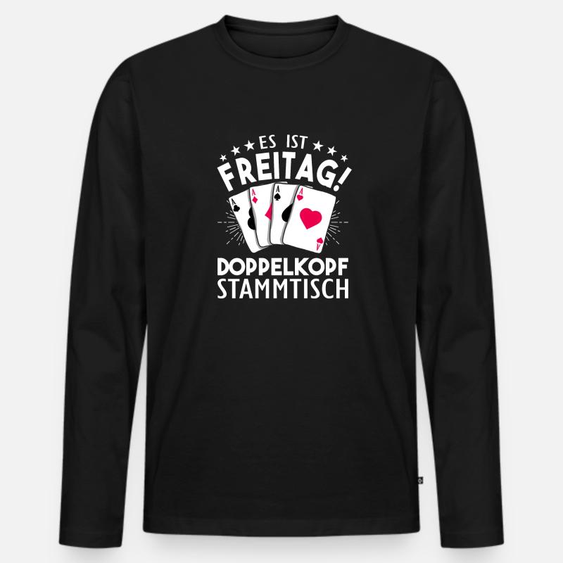Doppelkopf - Männer Premium Bio Langarmshirt - Schwarz