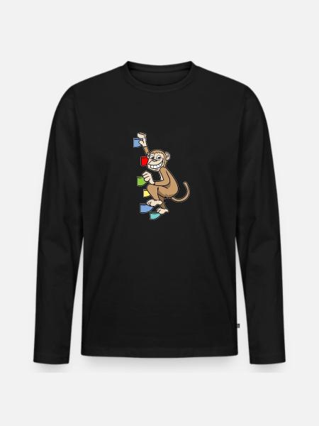 Affe Chimpanse Bouldern Klettern Boulderer - Männer Premium Bio Langarmshirt - Schwarz