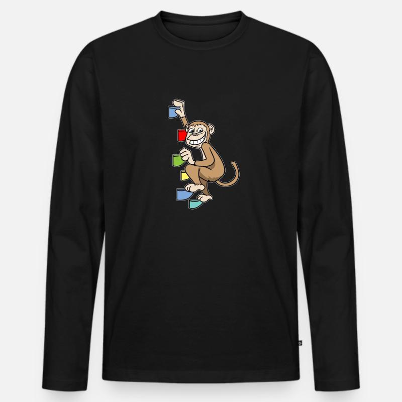 Affe Chimpanse Bouldern Klettern Boulderer - Männer Premium Bio Langarmshirt - Schwarz