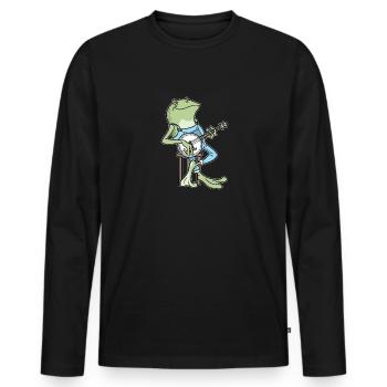 Cottagecore Aesthetic Frosch Banjo Fairycore - Männer Premium Bio Langarmshirt - Schwarz - Vorne - Nico (187cm)