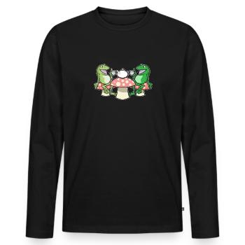Cottagecore Esthétique Frog Tea Time Fairycore - T-shirt manches longues Premium bio Homme - noir - Devant - Nico (187cm)