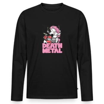 Death Metal Einhorn Einhörner Schlagzeuger - Männer Premium Bio Langarmshirt - Schwarz - Vorne - Nico (187cm)