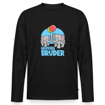Großer Bruder Elefanten - Männer Premium Bio Langarmshirt - Schwarz - Vorne - Nico (187cm)