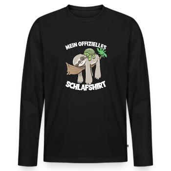 Mein Offizielles Schlafshirt Faultier Schildkröte - Männer Premium Bio Langarmshirt - Schwarz - Vorne - Nico (187cm)