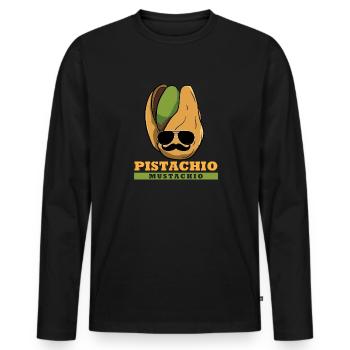 Pistache Mustachio Noix Moustache Pistaches - T-shirt manches longues Premium bio Homme - noir - Devant - Nico (187cm)