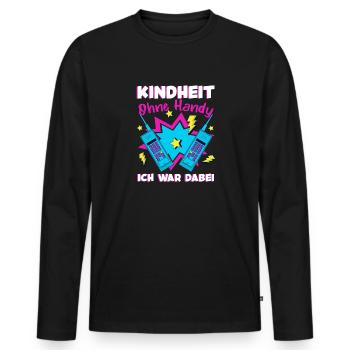 Kindheit Ohne Handy 90er Jahre Retro - Männer Premium Bio Langarmshirt - Schwarz - Vorne - Nico (187cm)