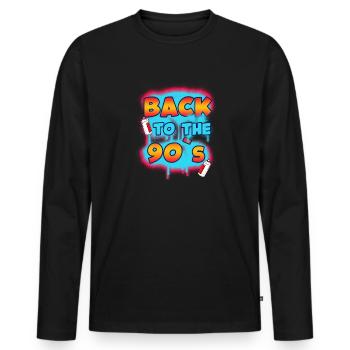 Back To The 90s Retro Party 90er Jahre - Men's Premium Organic Long Sleeve Shirt - black - Front - Nico (187cm)