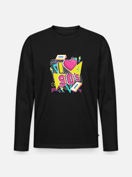 Jag älskar 90-talet 90er Jahre Retro - Ekologisk långärmad premium-T-shirt herr - svart