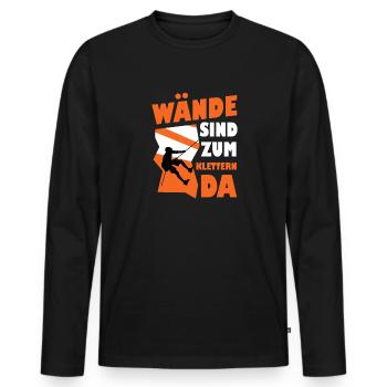 Wände Sind Zum Klettern Da Bouldern Boulderer - Männer Premium Bio Langarmshirt - Schwarz - Vorne - Nico (187cm)