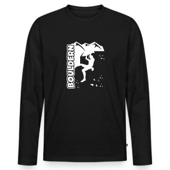 Bouldern Klettern Boulderer - Männer Premium Bio Langarmshirt - Schwarz - Vorne - Nico (187cm)