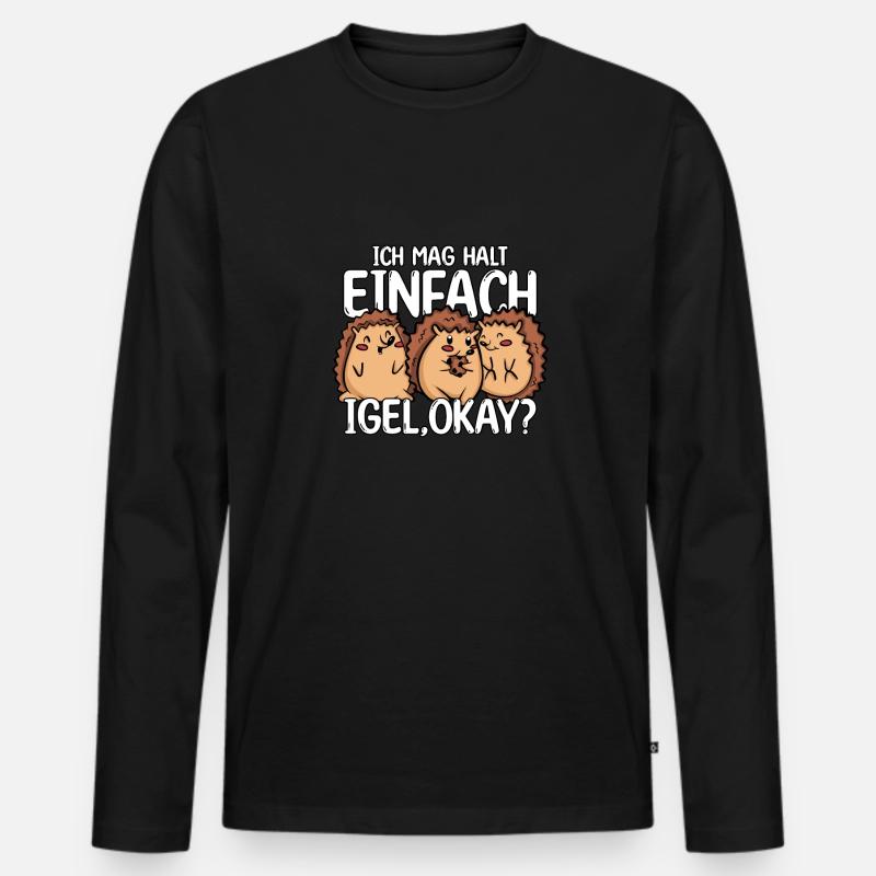 Igel - Männer Premium Bio Langarmshirt - Schwarz