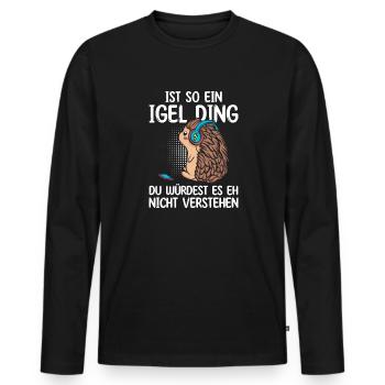 Igel - Männer Premium Bio Langarmshirt - Schwarz - Vorne - Nico (187cm)