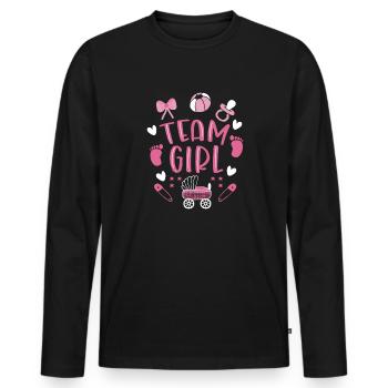Team Girl Baby Shower - T-shirt manches longues Premium bio Homme - noir - Devant - Nico (187cm)