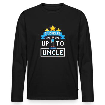 I Leveled Up To Uncle Gender Reveal Gamer - Men's Premium Organic Long Sleeve Shirt - black - Front - Nico (187cm)