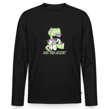 T-Rex Isst Das Letzte Einhorn Wie Das Letzte? - Männer Premium Bio Langarmshirt - Schwarz - Vorne - Nico (187cm)