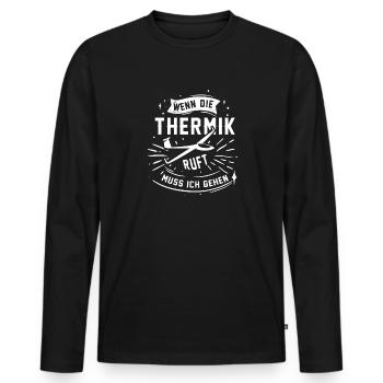 Wenn Die Thermik Ruft Muss Ich Gehen Segelflieger - Männer Premium Bio Langarmshirt - Schwarz - Vorne - Nico (187cm)