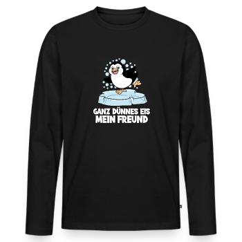 Ganz Dünnes Eis Mein Freund Pinguin Eisscholle - Männer Premium Bio Langarmshirt - Schwarz - Vorne - Nico (187cm)