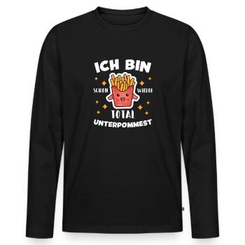 Ich Bin Schon Wieder Total Unterpommest Pommes - Männer Premium Bio Langarmshirt - Schwarz - Vorne - Nico (187cm)