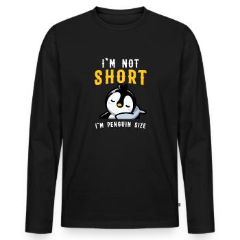 I'm Not Short I'm Penguin Size - Männer Premium Bio Langarmshirt - Schwarz - Vorne - Nico (187cm)