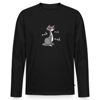 Meh Cat - Men's Premium Organic Long Sleeve Shirt - black - Front - Nico (187cm)
