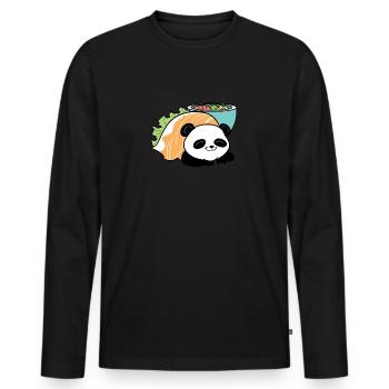 Kawaii Anime Sushi Panda Panda Bear - Men's Premium Organic Long Sleeve Shirt - black - Front - Nico (187cm)