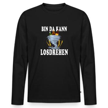 Bin da Kann Losgehen - Losdrehen Bier Tornado - Männer Premium Bio Langarmshirt - Schwarz - Vorne - Nico (187cm)