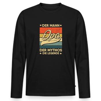 Opa Der Mann Der Mythos Die Legende - Männer Premium Bio Langarmshirt - Schwarz - Vorne - Nico (187cm)