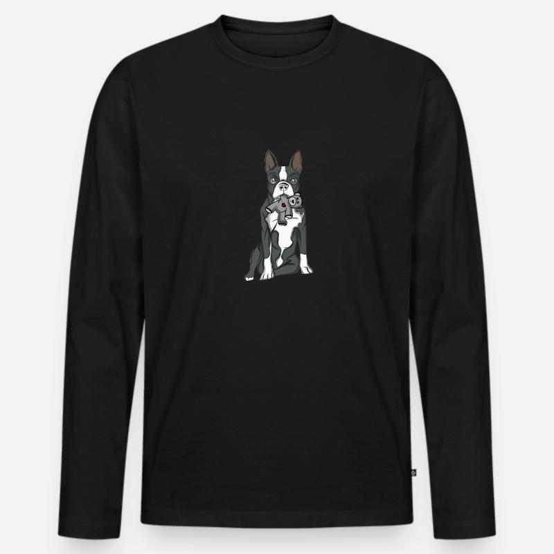 Boston Terrier - Männer Premium Bio Langarmshirt - Schwarz
