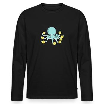 Bitcoin Octopus Kraken Cryptocurrency Crypto - T-shirt manches longues Premium bio Homme - noir - Devant - Nico (187cm)