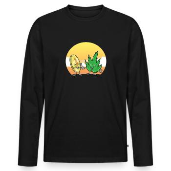 Bitcoin Und Cannabis Weed Crypto Cryptowährung - Männer Premium Bio Langarmshirt - Schwarz - Vorne - Nico (187cm)