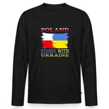 Poland Ukraine Support - Men's Premium Organic Long Sleeve Shirt - black - Front - Nico (187cm)