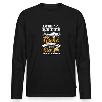 Ich Rette Fische Aus Dem Wasser Bier Aus Flaschen - Männer Premium Bio Langarmshirt - Schwarz - Vorne - Nico (187cm)