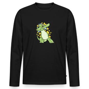 Dabbing Dragon - T-shirt manches longues Premium bio Homme - noir - Devant - Nico (187cm)