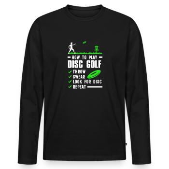 Comment jouer au Disc Golf - T-shirt manches longues Premium bio Homme - noir - Devant - Nico (187cm)
