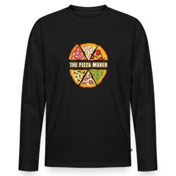 Der Pizzabäcker Pizza - Männer Premium Bio Langarmshirt - Schwarz - Vorne - Nico (187cm)