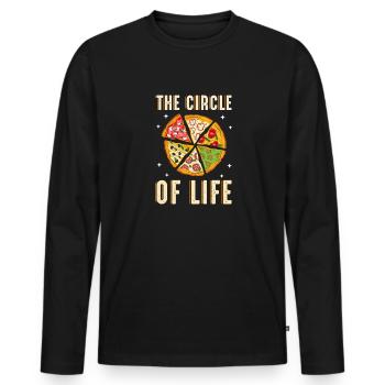 Der Kreislauf Des Lebens Pizza Pizzabäcker - Männer Premium Bio Langarmshirt - Schwarz - Vorne - Nico (187cm)