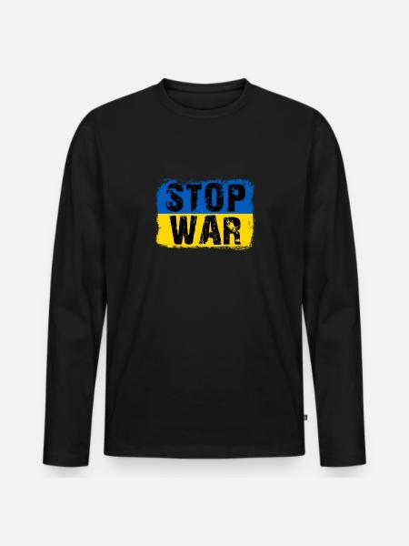 I Stand With Ukraine - Men's Premium Organic Long Sleeve Shirt - black