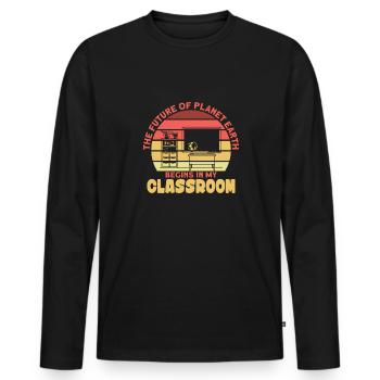 The Future of Planet Earth begins in my Classroom - Männer Premium Bio Langarmshirt - Schwarz - Vorne - Nico (187cm)