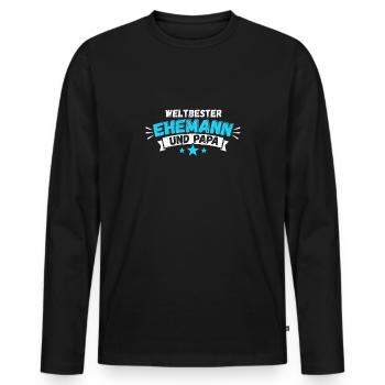 Weltbester Ehemann und Papa für den Besten Vater - Männer Premium Bio Langarmshirt - Schwarz - Vorne - Nico (187cm)