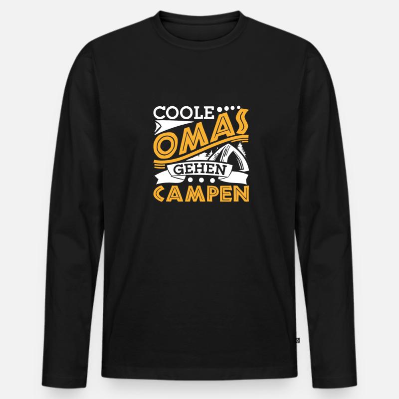 Camping Oma - Männer Premium Bio Langarmshirt - Schwarz