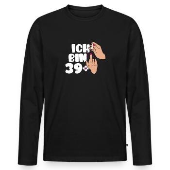 Ich bin 39 + Mittelfinger 40 Geburtstage Frauen - Männer Premium Bio Langarmshirt - Schwarz - Vorne - Nico (187cm)