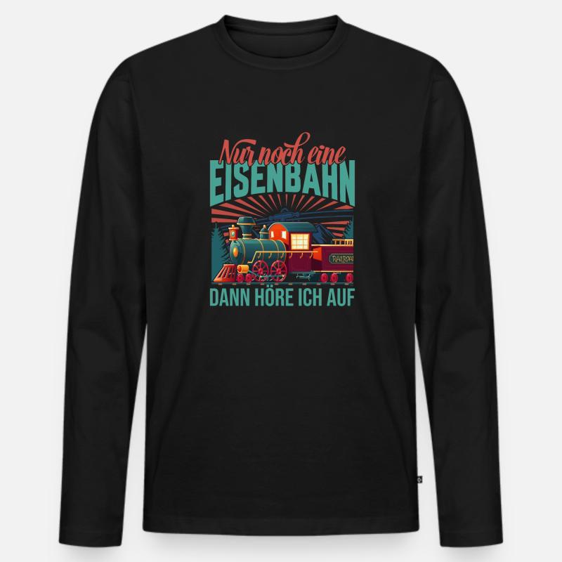 Nur noch eine Eisenbahn Dampflok Modeleisenbahn - Männer Premium Bio Langarmshirt - Schwarz