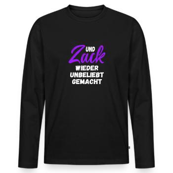 Und Zack wieder unbeliebt gemacht - Männer Premium Bio Langarmshirt - Schwarz - Vorne - Nico (187cm)