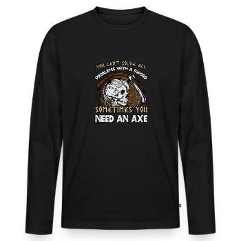 Vous ne pouvez pas résoudre tous les problèmes avec l’épée - T-shirt manches longues Premium bio Homme - noir - Devant - Nico (187cm)