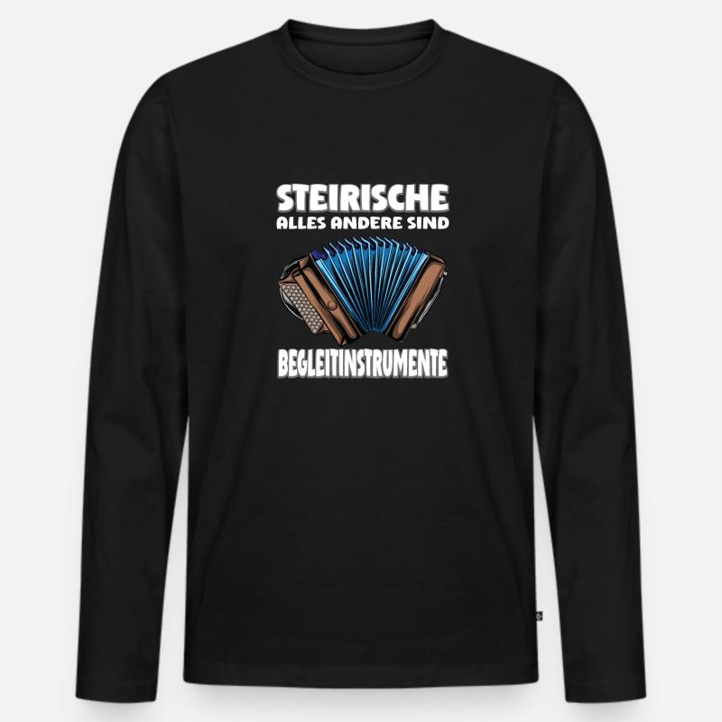 Quetschn Steirische Harmonika Volksmusik - Männer Premium Bio Langarmshirt - Schwarz