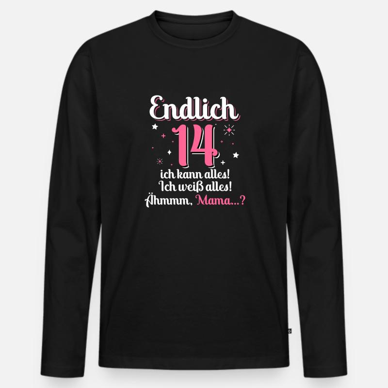 14. Geburtstag Mädchen - Männer Premium Bio Langarmshirt - Schwarz