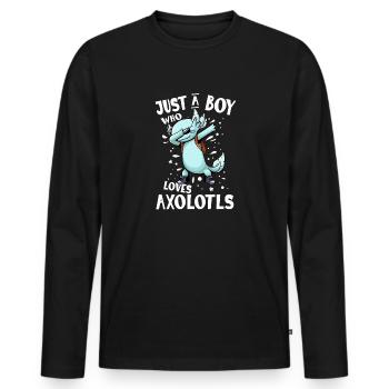 Nur ein Junge, der Axolotls mexikanischen Salamander liebt - Männer Premium Bio Langarmshirt - Schwarz - Vorne - Nico (187cm)