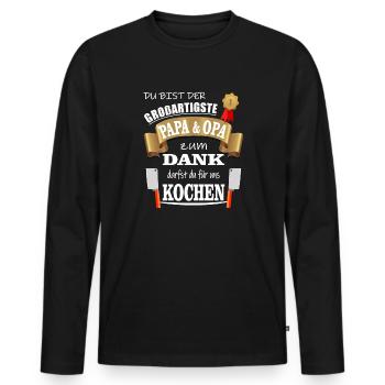 Bester Großartigster Papa und Opa darf Kochen - Männer Premium Bio Langarmshirt - Schwarz - Vorne - Nico (187cm)